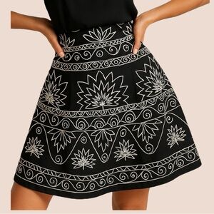 Talbots Black and White Embellished A-Line Mini Skirt